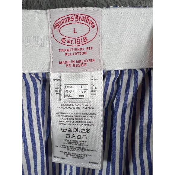 NWOT 2 Pair BROOKS BROTHERS Men Large Boxer Shorts Striped Blue Orange - Picture 5 of 5